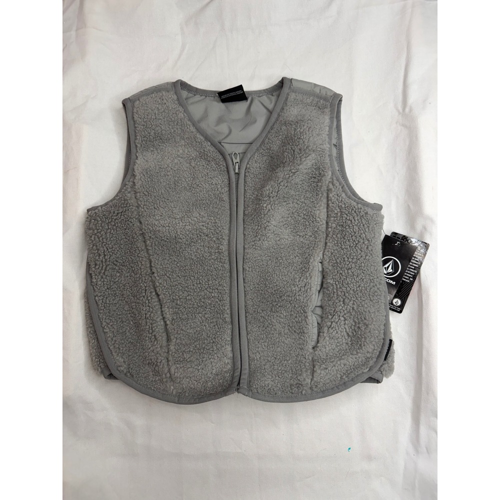 Volcom Kids Grey Sherpa Fleece Full Zip Vest BA747VBH2 Grey 4T New